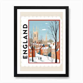 Retro Winter Stamp Poster Canterbury United Kingdom 3 Poster