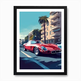A Ferrari 250 Gto In The French Riviera Car Illustration 2 Art Print