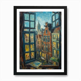 Window View Of Amsterdam In The Style Of Expressionism 1 Art Print