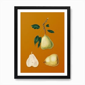 Vintage Pear Botanical on Sunset Orange n.0225 Art Print