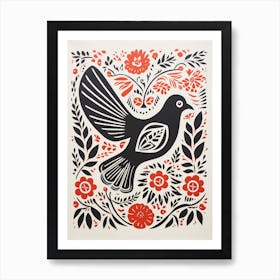 Vintage Bird Linocut Dove 1 Art Print