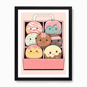 Cute Donuts Box Art Print