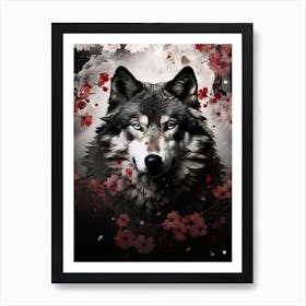 Honshu Wolf Chiaroscuro 3 Art Print