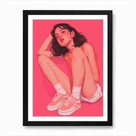 Girl With Sneakers Art Print