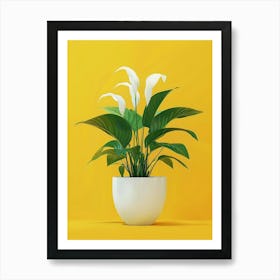White Plant In A Pot 2 Art Print