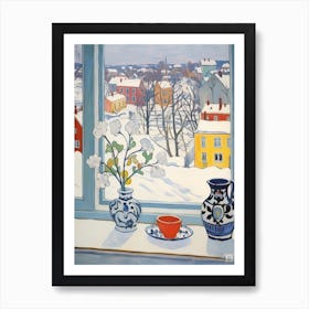 The Windowsill Of Quebec City   Canada Snow Inspired By Matisse 2 Art Print