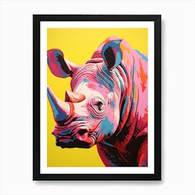 Rhino Pop Art Yellow Blue Pink 2 Art Print