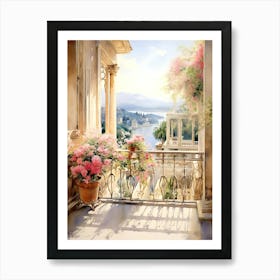 Balcony With Flowers Art Print