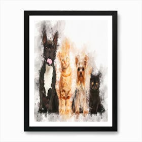 Group Of Cats And Dogs Art Print