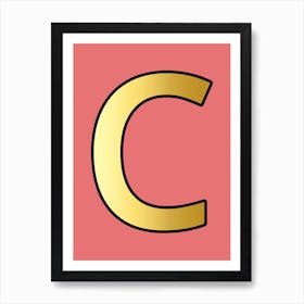 Letter C Gold Alphabet Pink Art Print