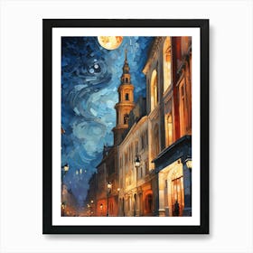 Starry Night In The City Art Print
