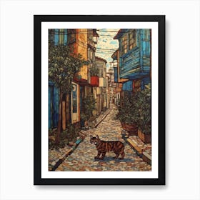 Painting Of Buenos Aires With A Cat In The Style Of William Morris 1 Art Print