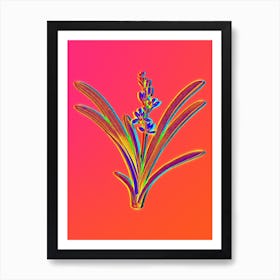 Neon Boat Orchid Botanical in Hot Pink and Electric Blue n.0247 Art Print