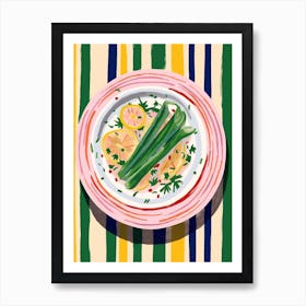 A Plate Of Asparagus, Top View Food Illustration 2 Art Print