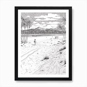 View Of Whitsunday Islands, Australia Line Art Black And White 2 Art Print