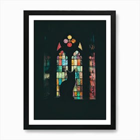 Cat In Stained Glass Window 19 Art Print