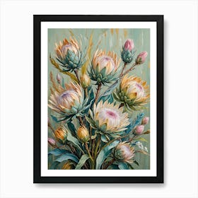 Pastel Proteas Art Print