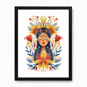 Mexican Girl With Flowers Art Print