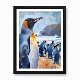 King Penguin Oamaru Blue Penguin Colony Colour Block Painting 1 Art Print