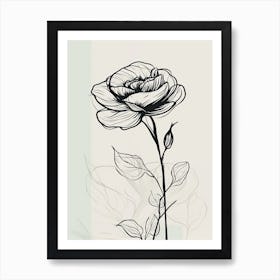 Line Art Roses Flowers Illustration Neutral 7 Art Print