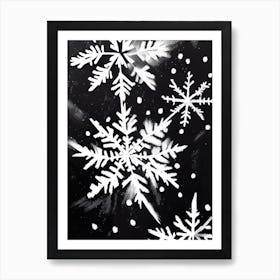 Needle, Snowflakes, Black & White 2 Art Print