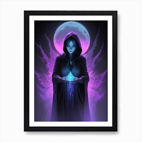 Beautiful Witch with a Magic Wand 1 Art Print