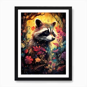 Raccoon In The Forest 1 Art Print