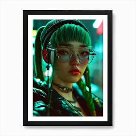 girl with green hair Art Print