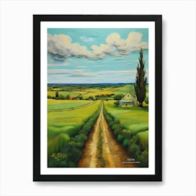 Green plains, distant hills, country houses,renewal and hope,life,spring acrylic colors.15 Art Print