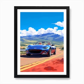 A Mazda Mx 5 Miata In The Andean Crossing Patagonia Illustration 1 Art Print