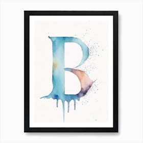 B, Letter, Alphabet Minimalist Watercolour 8 Art Print