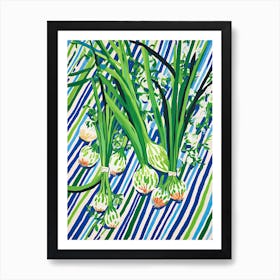 Green Onions Summer Illustration 3 Art Print