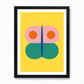 Butterfly Colorful Yellow Abstract Geometric Art Print