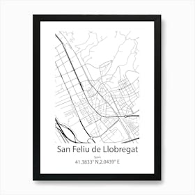 San Feliu De Llobregat,Spain Minimalist Map Art Print