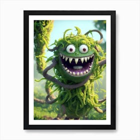 A Green Monster In A Forest Art Print