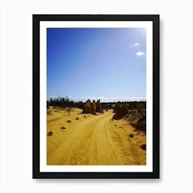 Dirt Road In The Desert With Dark Shadows And Sky Vignetting Poster