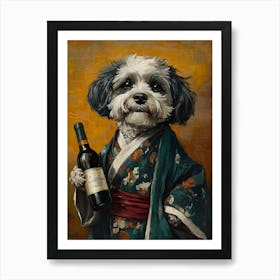 Sophisticated Wine Dog Art Print