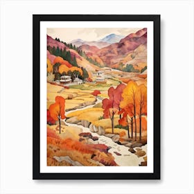 Autumn National Park Painting Rila Monastery Nature Park Bulgaria 3 Art Print