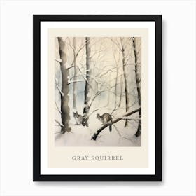 Winter Watercolour Gray Squirrel 1 Poster Poster