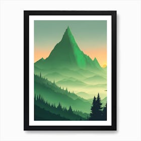 Misty Mountains Vertical Composition In Green Tone 180 Art Print