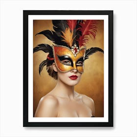 A Woman In A Carnival Mask (27) Art Print
