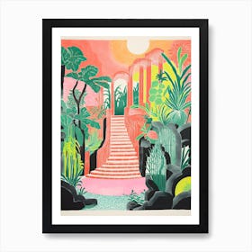 Jardin Botanico De Rio De Janeiro Gardens Abstract Riso Style 4 Art Print