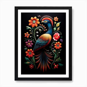 Folk Bird Illustration Pheasant 5 Art Print