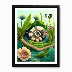 Garden Snail In Marshes Patchwork Art Print