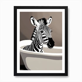 Zebra In A Bath Tub, whimsical animal art, 1105 Art Print