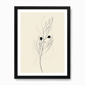 Black And White Drawing Of A Plant 1 Art Print