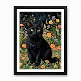 William Morris Black Cat In The Meadow 3 Art Print