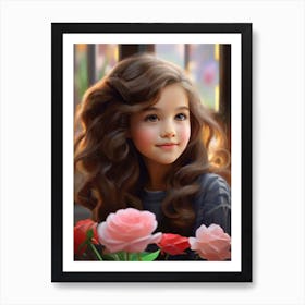 Girl With Roses 1 Art Print