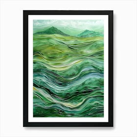 Green Wavy Landscape 1 Art Print