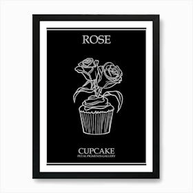 Rose Cupcake Line Drawing 4 Poster Inverted Art Print